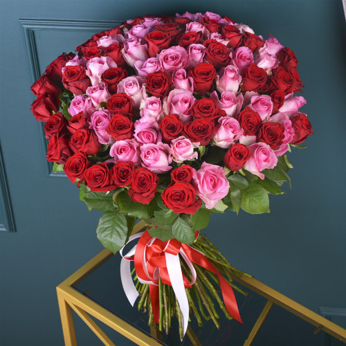 101 роза букет Ягодный микс premium 60 см