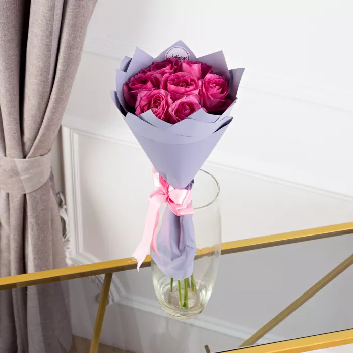 Букет из 7 розовых роз 50 см