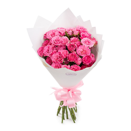 Монобукет из 11 розовых кустовых роз