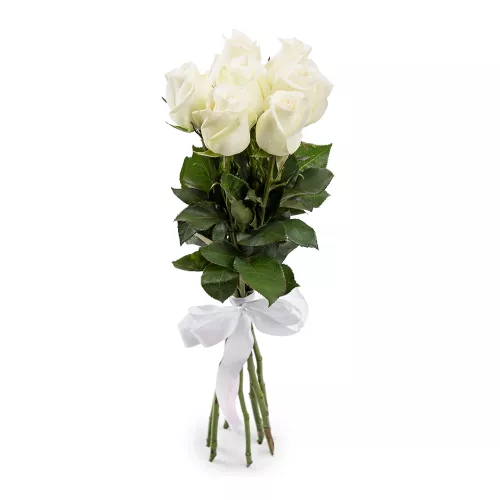 7 белых роз 60 см