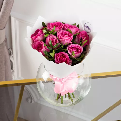 Монобукет из 9 розовых роз
