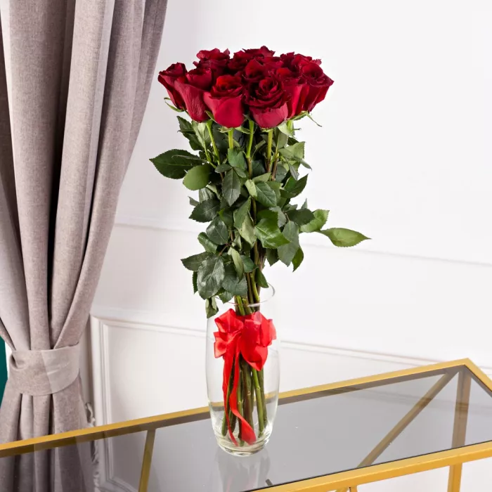 Букет из 15 красных роз 60 см