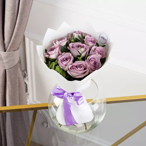 Букет из 9 фиолетовых роз
