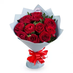 11 красных роз 50 см