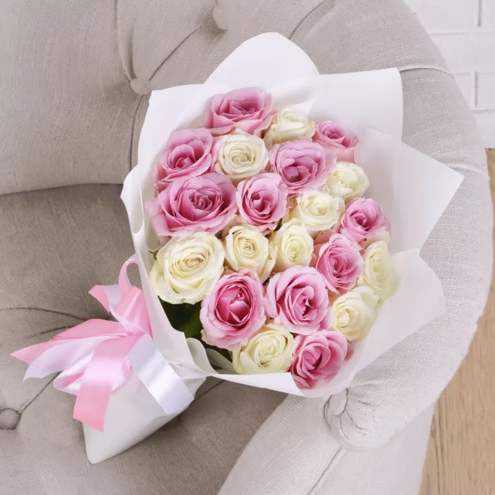 21 роза микс Premium 40 см