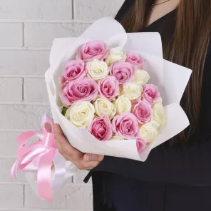 21 роза микс Premium 40 см