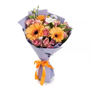 Букет из роз, гербер и альстромерий