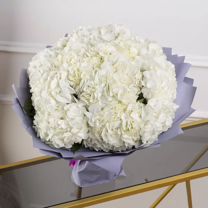 Букет из 15 белых гортензий