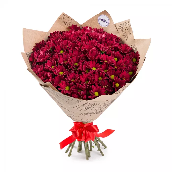 Букет из 15 красных хризантем Букет из 15 красных хризантем