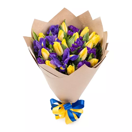 Букет из тюльпанов и ирисов