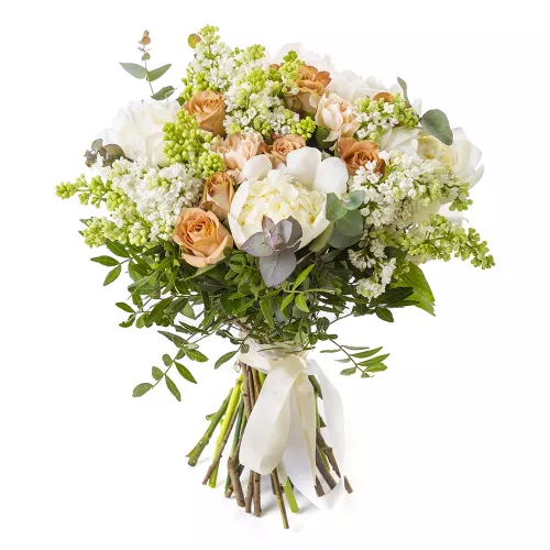 Букет с пионом и розой