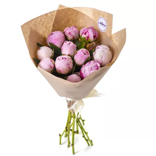 Букет из 11 розовых пионов