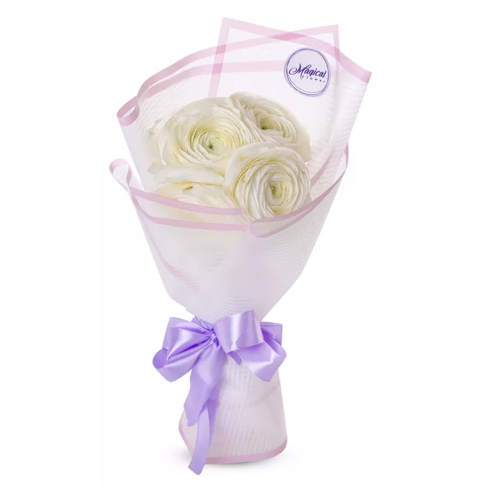 Букет из 5 белых ранункулюсов