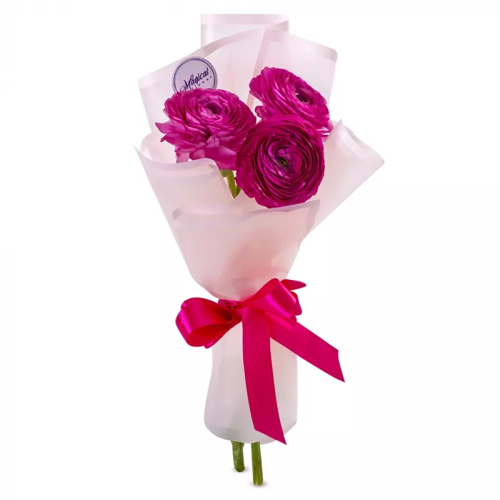 Букет из 3 розовых ранункулюсов