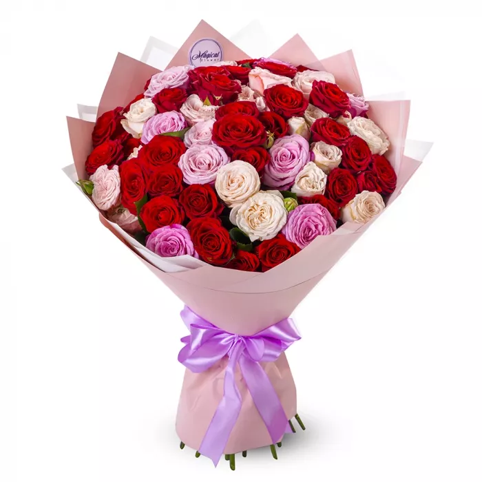 Букет из 35 кустовых роз микс