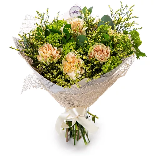 Букет из лимониума и гвоздики