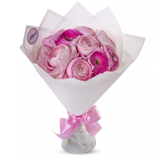 Букет из 11 розовых ранункулюсов