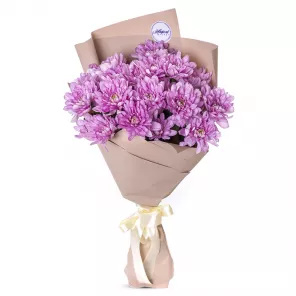 Букет из 3 сиреневых хризантем