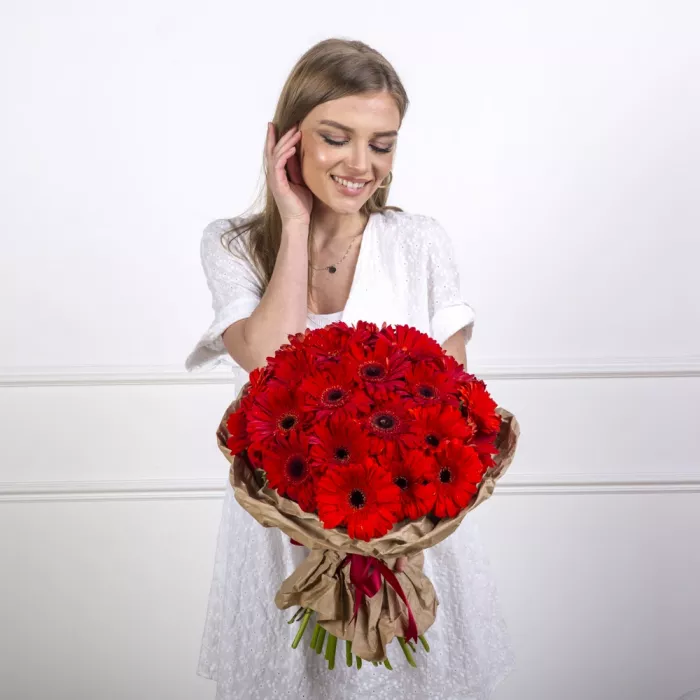 Букет из 35 красных гербер