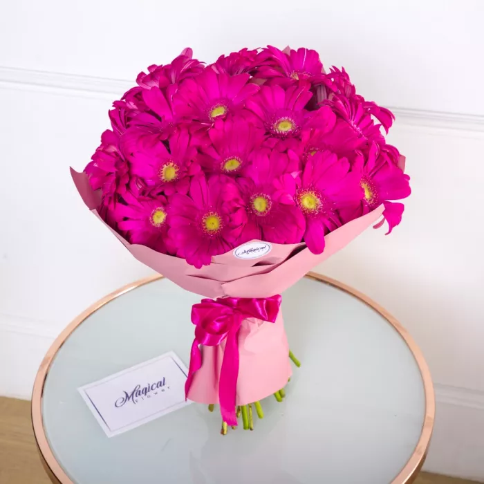Букет из 19 малиновых гербер