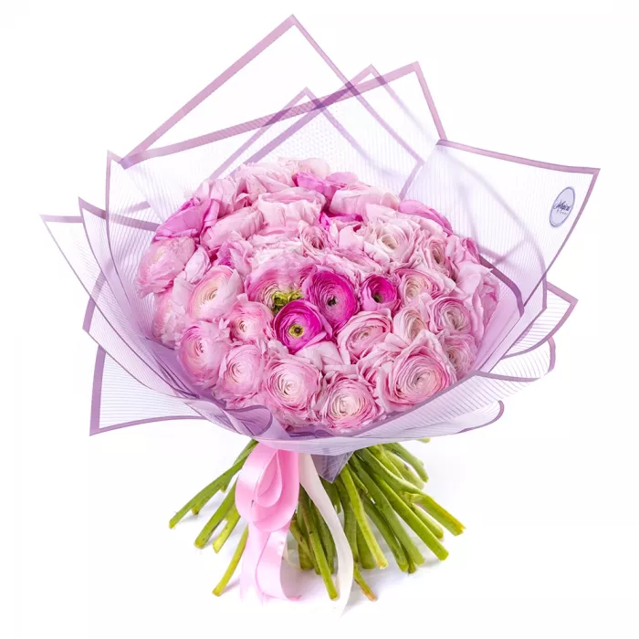 51 розовый ранункулюс