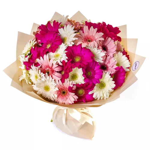 Букет из 35 разноцветных гербер