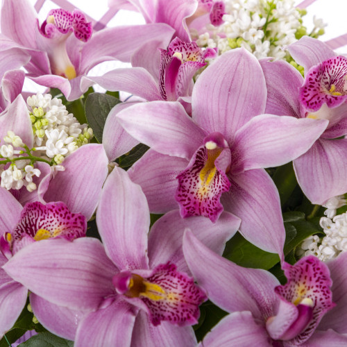 Букет на День матери из орхидей и сирени