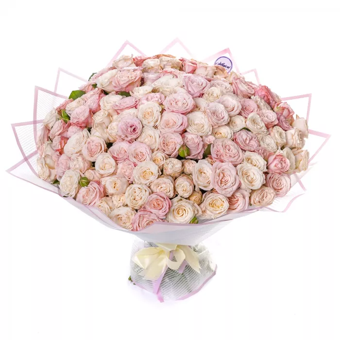 Букет из 101 разноцветной кустовой розы