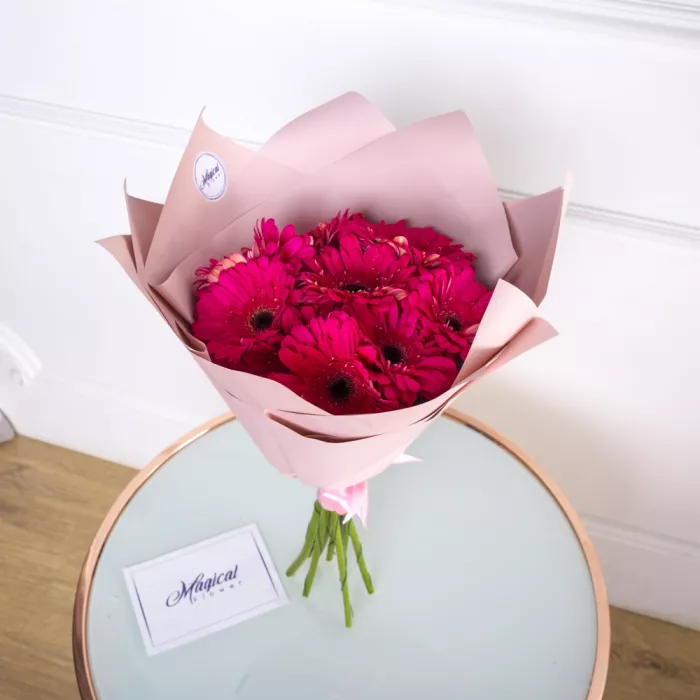 Букет из 9 малиновых гербер