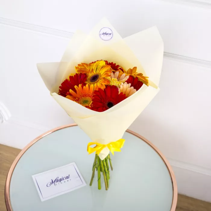 Букет из 11 разноцветных гербер