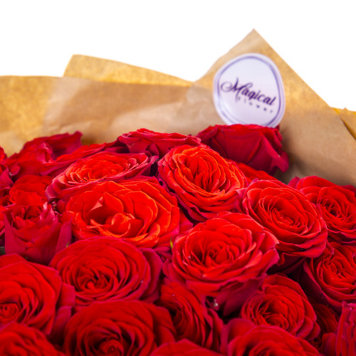 Букет на День матери из 21 красной кустовой розы