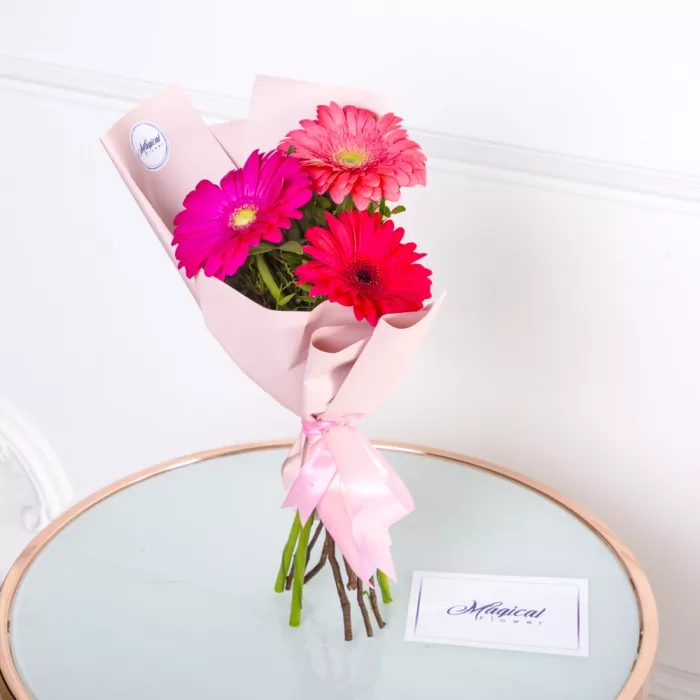 Букет из 3 разноцветных гербер