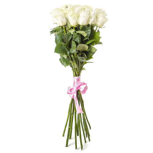 Букет из 15 белых длинных роз Эквадор 100 см