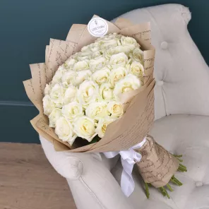 Букет из 35 белых роз Premium 40 см