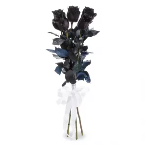 Букет из 5 черных роз 70 см