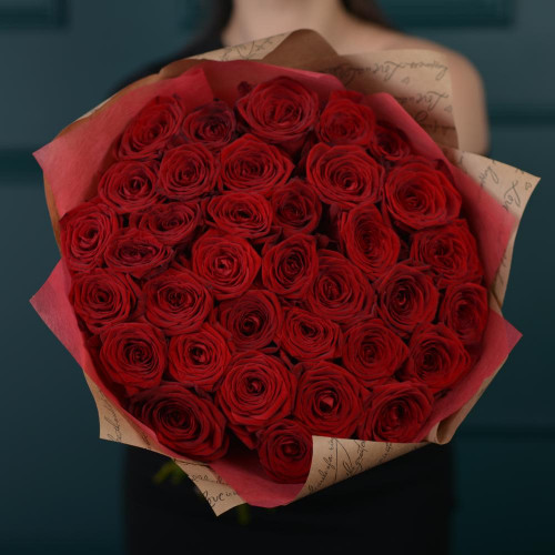 51 красная роза premium 40 см