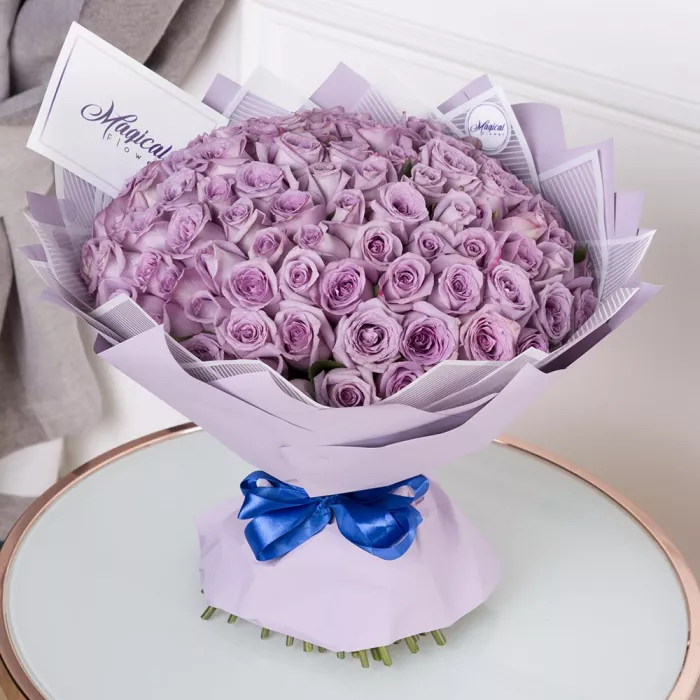 Букет из 101 сиреневой розы