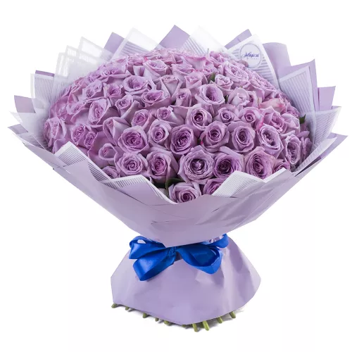 Сиреневый букет цветов из 101 розы