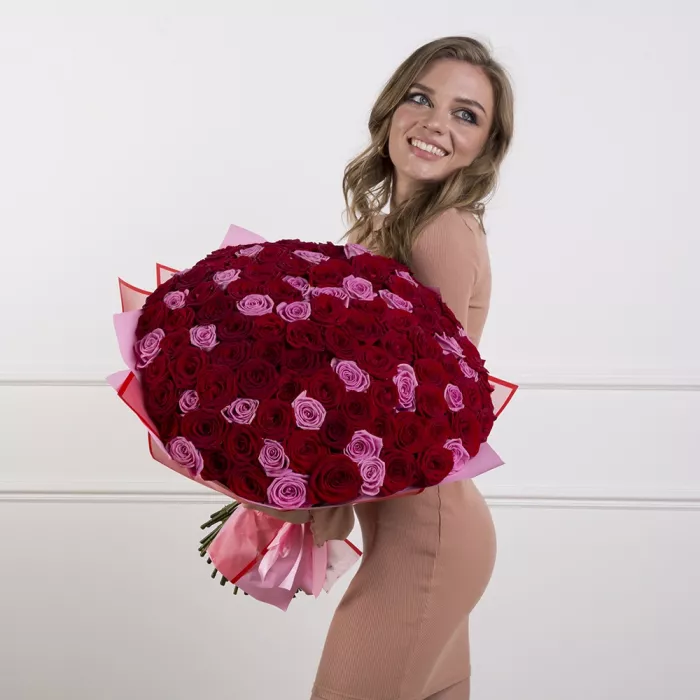 Букет из 101 розы Ягодный микс premium 60 см