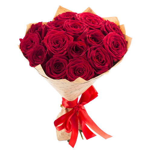 Букет для свидания из 15 красных роз 40 см