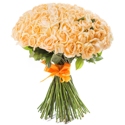 Букет на День матери из 101 кремовой розы 60 см