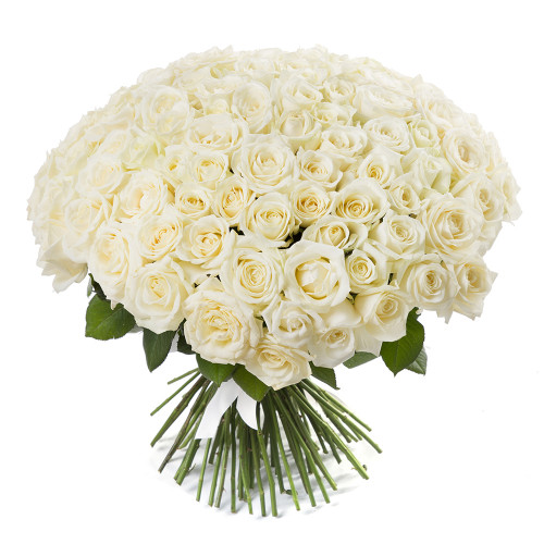 Букет из 101 белой розы premium 60 см