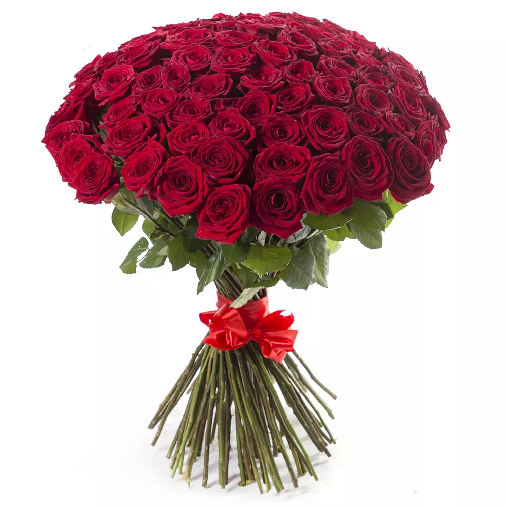 Букет из 101 красной розы 60 см под ленту - купить в Москве по цене 12990 р- Magic Flower