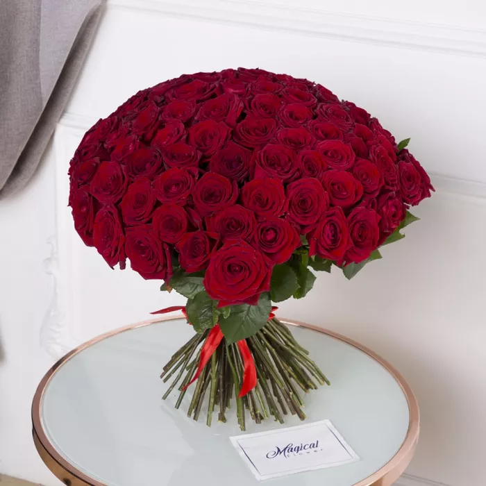 Букет из 101 красной розы 50 см