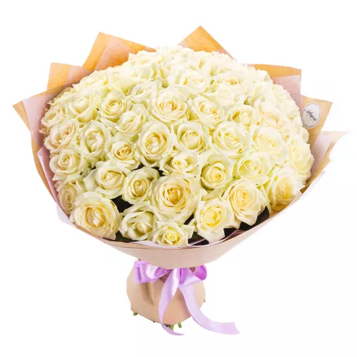 51 белая роза Premium 60 см