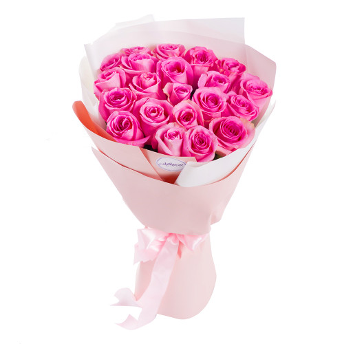 21 розовая роза Premium 40 см