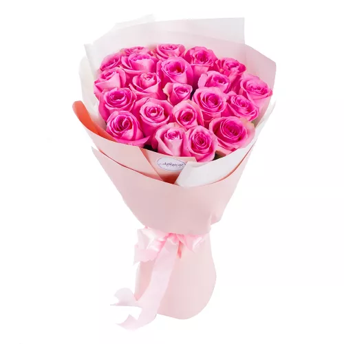 21 розовая роза Premium 40 см