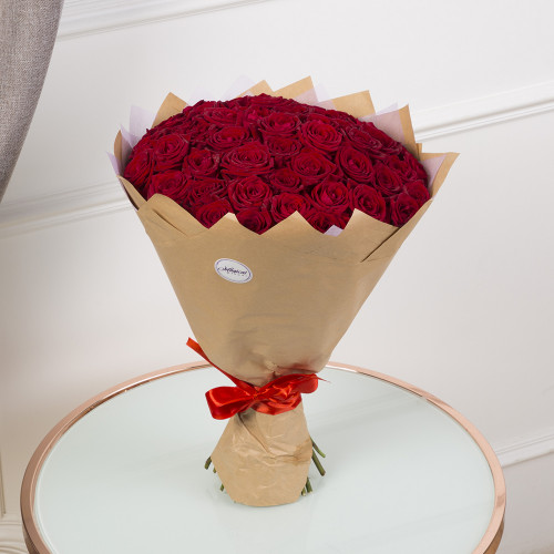 51 красная роза premium 50 см