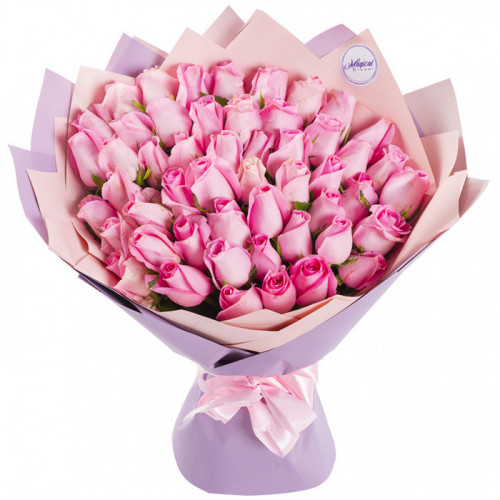 Монобукет из 51 розовой розы стиль Magical