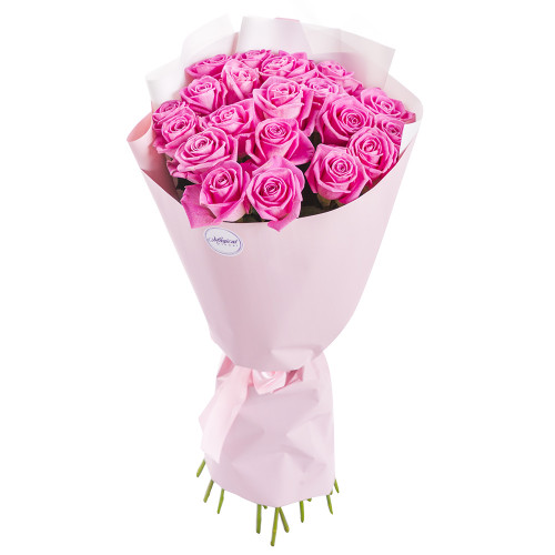 Монобукет из 21 розовой розы 60 см
